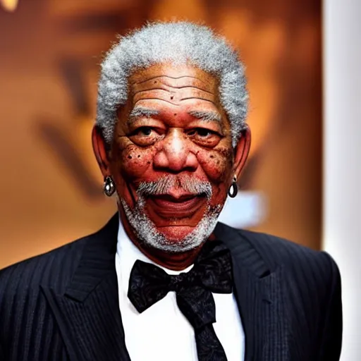 Prompt: morgan freeman powers up to super saiyan