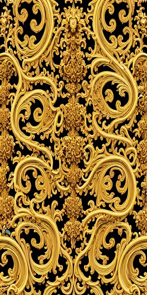 Image similar to the source of future growth dramatic, elaborate emotive Golden Baroque and Rococo styles to emphasise beauty as a transcendental, seamless pattern, symmetrical, large motifs, rainbow syrup splashing and flowing, Palace of Versailles, 8k image, supersharp, spirals and swirls in rococo style, medallions, iridescent black and rainbow colors with gold accents, perfect symmetry, versace medusa logo in centre, bvlgari jewelry, High Definition, photorealistic, masterpiece, 3D, no blur, sharp focus, photorealistic, insanely detailed and intricate, cinematic lighting, Octane render, epic scene, 8K