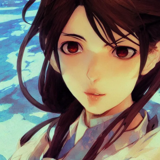 Image similar to pakistani anime character, medium close up portrait, elegant, digital painting, artstation, concept art, smooth, sharp focus, illustration, art by konstantin korovin and daniel f. gerhartz and john howe