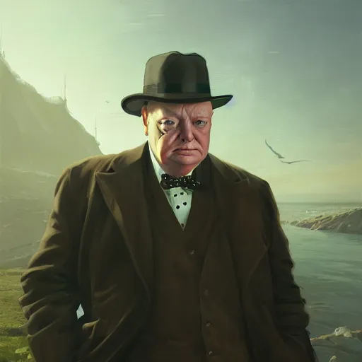 Prompt: highly detailed portrait, winston churchill, in gta v, stephen bliss, unreal engine, fantasy art by greg rutkowski, loish, rhads, ferdinand knab, makoto shinkai and lois van baarle, ilya kuvshinov, rossdraws, tom bagshaw, global illumination, radiant light, detailed and intricate environment