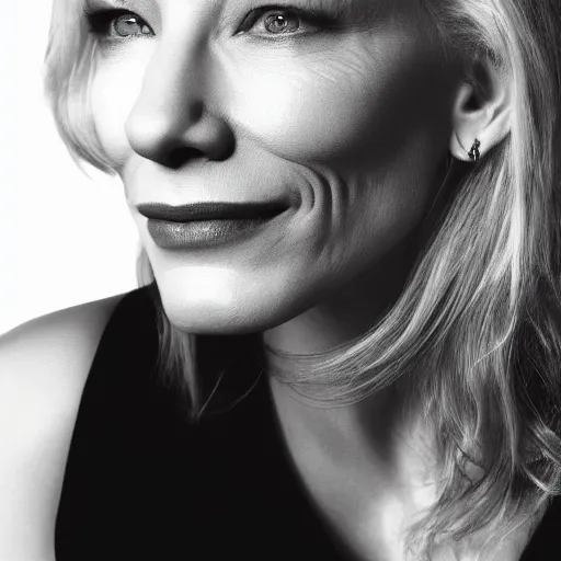 Image similar to high resolution portrait of cate blanchett with face tattoo , highly detailed, photorealistic, 4k