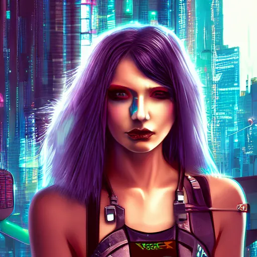 Image similar to the cyberpunk girl portrait, 4k, highly detailed, vivid colors, high definition, H 1000