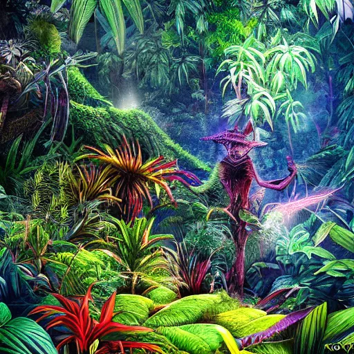 Prompt: hyper realistic photo of an alien jungle with exotic and colorful alien plants, realistic, alien planet, outworldy, scifi