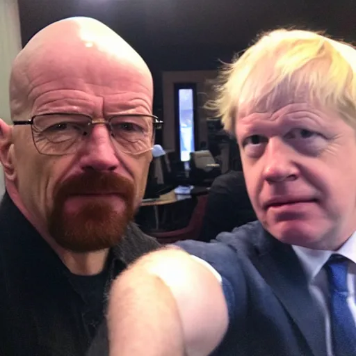 Image similar to Walter White selfie with Boris Johnson