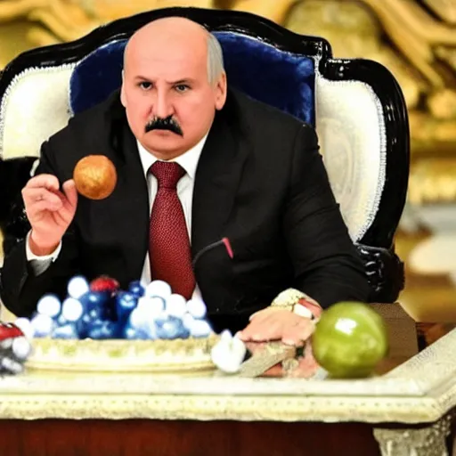 Prompt: Alexander Lukashenko as a supervillain, holding earth in his hands