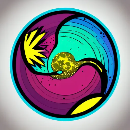 Image similar to 2 planet collapse particle fusion element macro cosmic art by butcher billy, sticker, colorful, illustration, highly detailed, simple, smooth and clean vector curves, no jagged lines, vector art, smooth andy warhol style