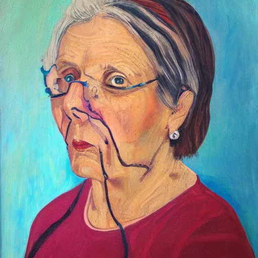 Prompt: a self portrait by a 35 year woman