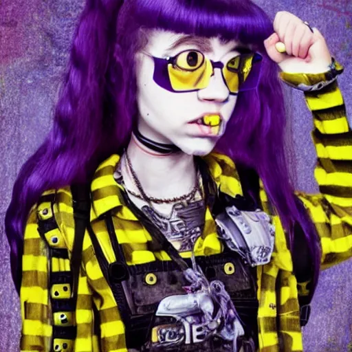 Image similar to Grimes as a minion, hyper realistic, very detailed