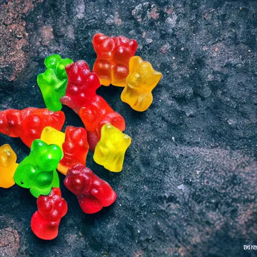 Prompt: geographic photos of wild gummy bears, award winning photography, 4 k