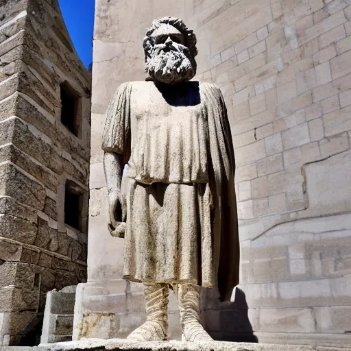 Image similar to statue of sanders in greece ancient style