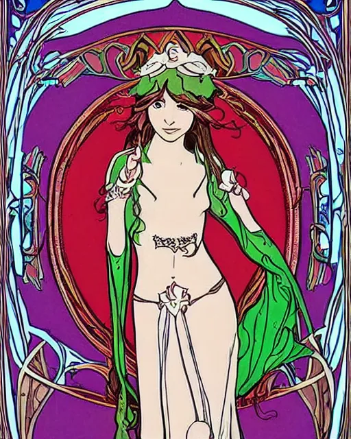 Image similar to an elf princess in art nouveau