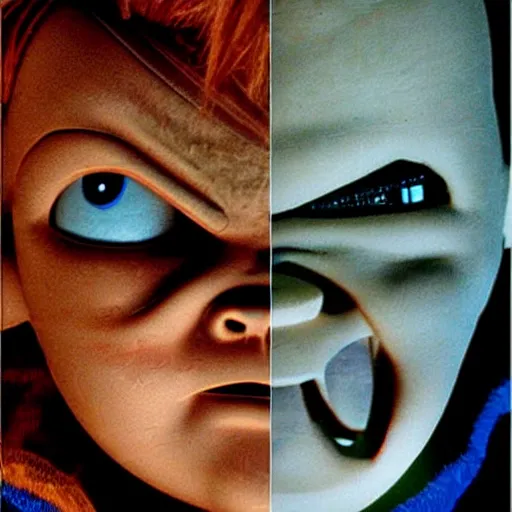 Image similar to Chucky the killer doll from the movie Child's Play VS Chucky epic movie poster