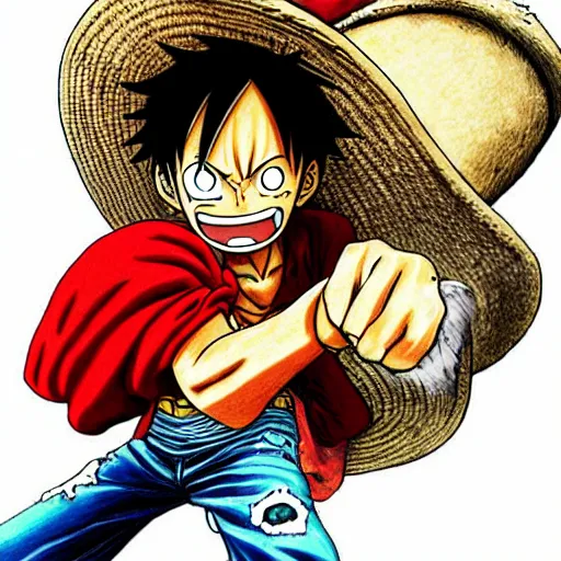 Image similar to luffy from one piece about to punch you in the face, hightly detailed, anime