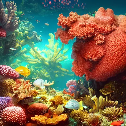 an overgrown coral seascape with otherworldly flora, | Stable Diffusion ...