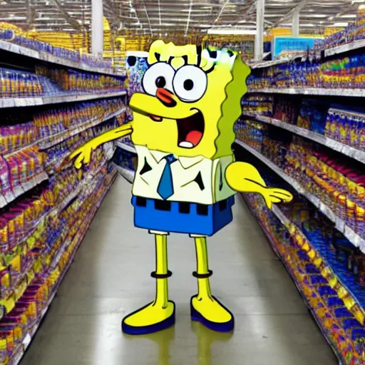 Image similar to spongebob shopping at walmart