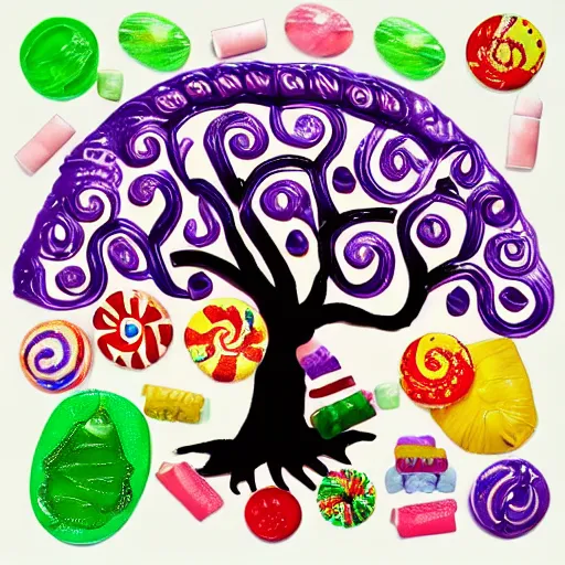 Image similar to the tree of life made up of candy