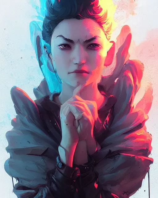 Prompt: liquid smoke draconic angel priestess portrait, artgerm, ismail inceoglu, sylvain sarrailh