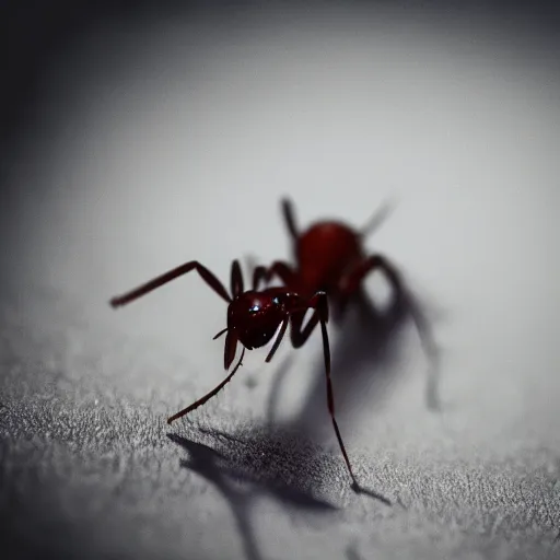 Prompt: Macro shot of an ant overlooking a cup of juice, photography, cinematic lighting