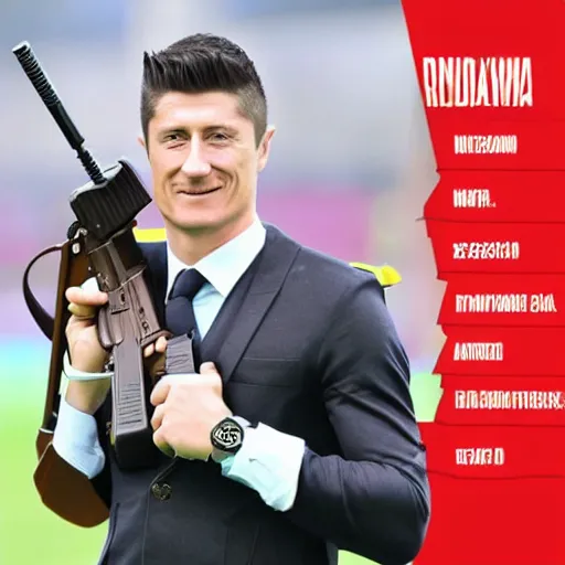 Image similar to robert lewandowski with ak - 4 7