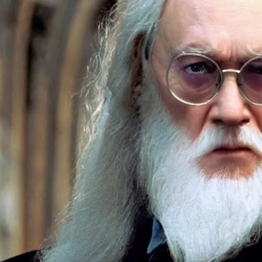 Image similar to Movie still of Albus Dumbledore in Matrix with shades