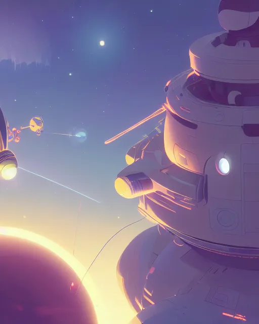 Image similar to spaceship in deep space, cory loftis, james gilleard, atey ghailan, makoto shinkai, goro fujita, studio ghibli, rim light, exquisite lighting, clear focus, very coherent, plain background, soft painting