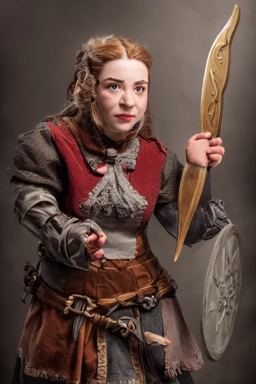 Image similar to a female DND dwarf, high resolution film still, 8k, HDR colors, cosplay, studio lighting