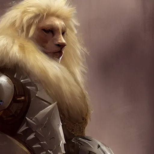 Prompt: a beautiful award winning commission of an anthro albino lion dressed in knight armour,digital art,art by greg rutkowski,character design by charles bowater,ross tran,photorealistic,highly detailed,detailed face,4k,dramatic,deviantart,artstation