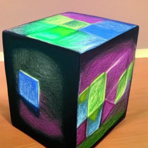 Image similar to a 4 d cube, tesseract, drawn on chalkboard with chalk