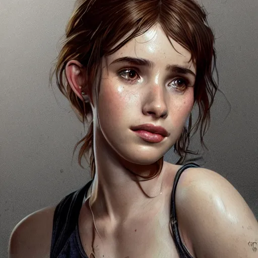 Prompt: ultra realistic illustration, emma roberts from last of us, intricate, elegant, highly detailed, digital painting, artstation, concept art, smooth, sharp focus, illustration, art by artgerm and greg rutkowski and alphonse mucha