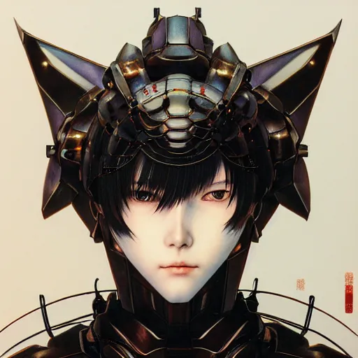 Image similar to prompt : photorealistic cinematic 3 d render of persona portrait soft light painted by takato yamamoto, mecha attributes and armor, inspired by ghost in shell anime, smooth face feature, intricate oil painting, high detail, sharp high detail, manga and anime 1 9 8 0