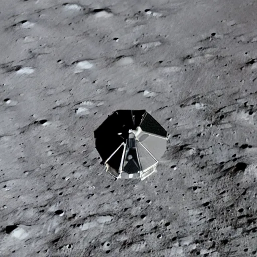 Prompt: a lunar lander on the far side of the moon