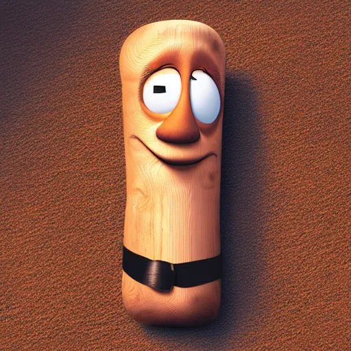 Image similar to anthropomorphic wooden log sleeping snoozing, pixar style