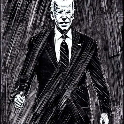 Image similar to Joe Biden looking sinister, by Tsutomu Nihei, highly detailed