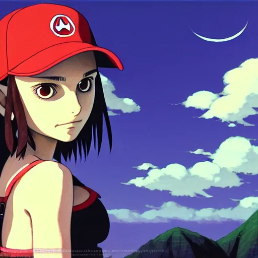 Image similar to beautiful boyish natalie portman gravure model in majora's mask, wearing wooden mask and baseball cap and leotard, street wear with subtle mayan patterns, aztec bathing suit, gapmoe yandere grimdark, trending on pixiv fanbox, painted by greg rutkowski makoto shinkai takashi takeuchi studio ghibli, akihiko yoshida