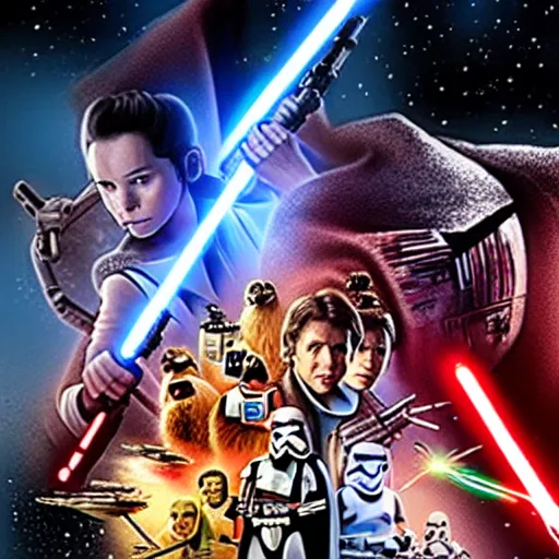 Prompt: star wars episode 1 5 movie poster