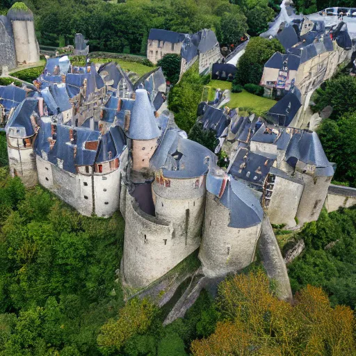 Prompt: aerial view of chateau de fougeres
