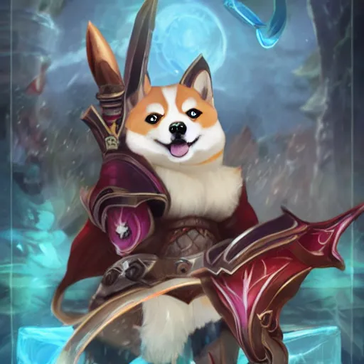 Image similar to shiba inu as a league of legends character