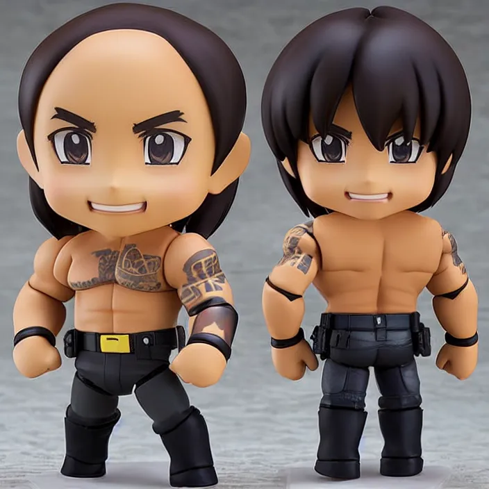 Image similar to dwayne the rock johnson, an anime nendoroid of dwayne the rock johnson, figurine, detailed product photo