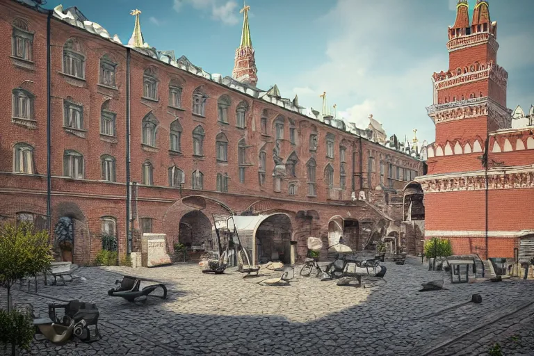 Prompt: a Moscow old courtyard with mud and an old playground between two soviet five-storey panel houses, Brutalism, high details, cinematic, 8k resolution, beautiful detailed, insanely intricate details, artstation trending, octane render, unreal engine