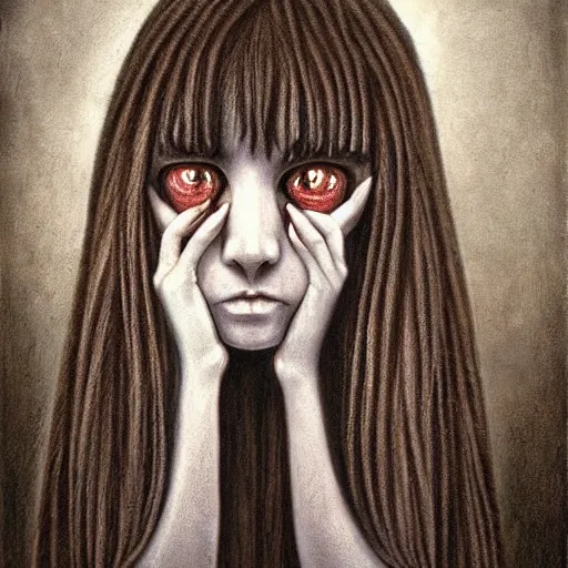 Prompt: a hyperrealistic painting of a beautiful gothic princess crying tears of blood, by John Kenn Mortensen, vivid color, highly detailed,