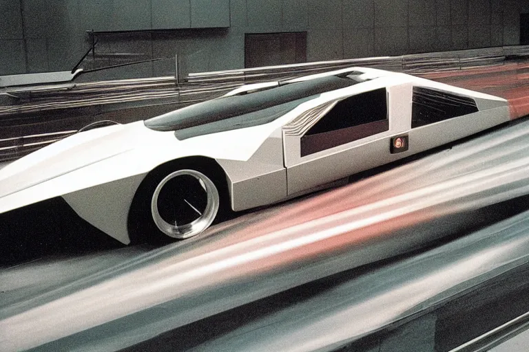 Prompt: designed by giorgetto giugiaro stylized poser of a 1 9 7 0 s kinetic high - speed car chase ektachrome photograph volumetric lighting f 8 aperture cinematic eastman 5 3 8 4 film