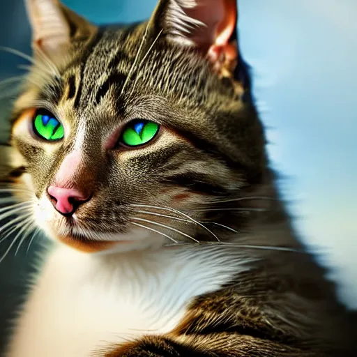 Image similar to cat soldier in call of duty warzone 4k, complete heterochromia brown-green eyes, high detail, high-resolution photograph, professional photography, ultra-detail