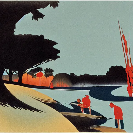 Image similar to eyvind earle fishing game