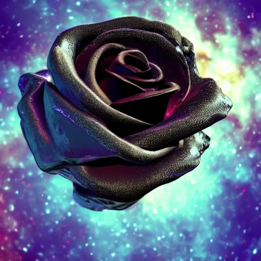 Image similar to 3 d render based on award - winning macro of a beautiful black rose made of molten magma and nebulae on black background by harold davis, highly detailed, inner glow, trending on deviantart, artstation and flickr, nasa space photography, national geographic