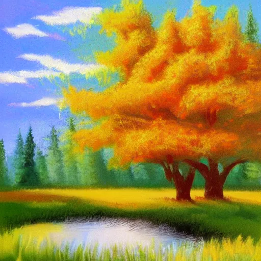 Image similar to sunny day, by bob ross