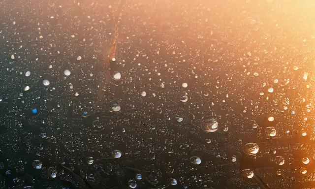 Image similar to panorama of a perfect cloudless blue sky filled with big raindrops, hot and sunny highly-detailed, elegant, dramatic lighting, artstation, 4k, cinematic landscape, photograph by National Geographic