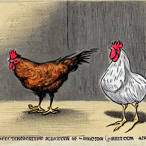 Image similar to A cartoon of a chicken eating a chicken