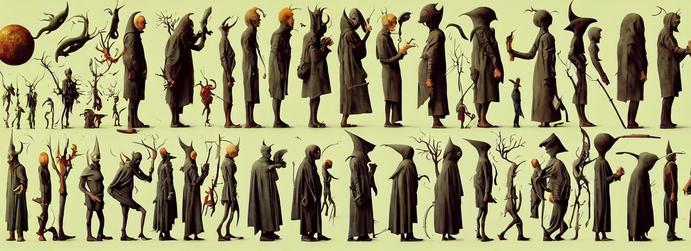 Prompt: full - body surreal rpg character concept art anatomy, very coherent and colorful high contrast masterpiece by norman rockwell franz sedlacek hieronymus bosch dean ellis simon stalenhag rene magritte gediminas pranckevicius, dark shadows, sunny day, hard lighting, reference sheet white background