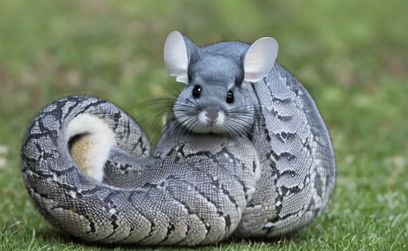 Image similar to chinchilla snake, big long fluffy body, multiple limbs, many legs