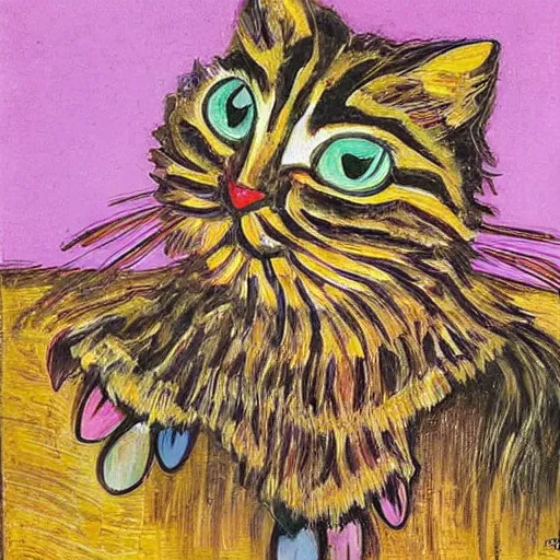 Image similar to painting of a dumpster by louis wain